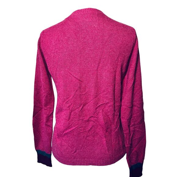 Brora Sweater Cardigan Cashmere Plum Velvet Trim Button Up Thin Knit Office 4/S - Picture 4 of 7